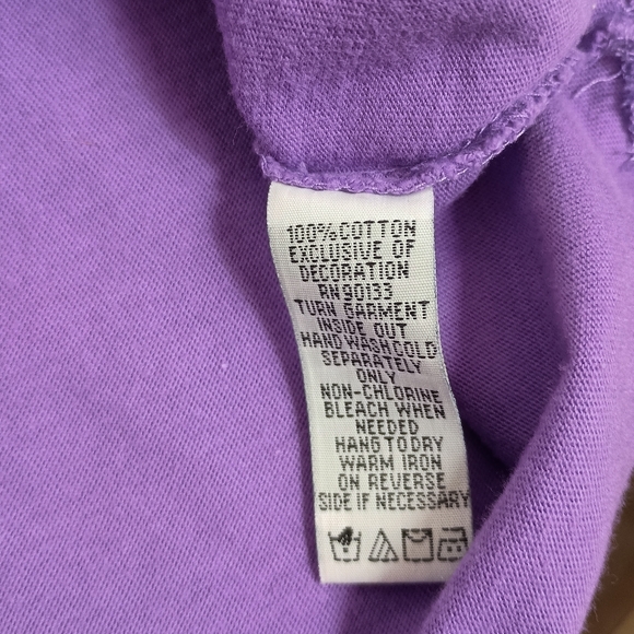 Vintage Bob Mackie Short Sleeve T Shirt Dress Purple Medium Embroidered Birds - Picture 7 of 8